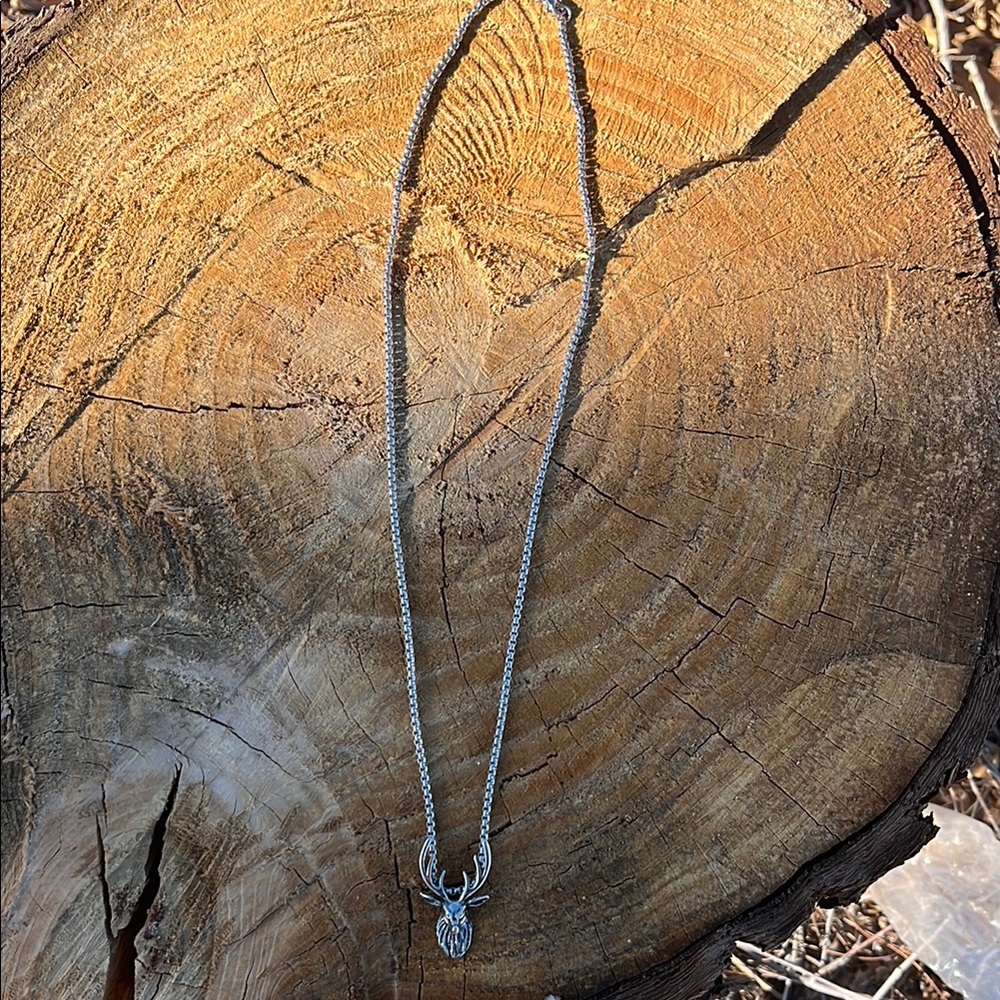 Silver Necklace with Stag Pendant